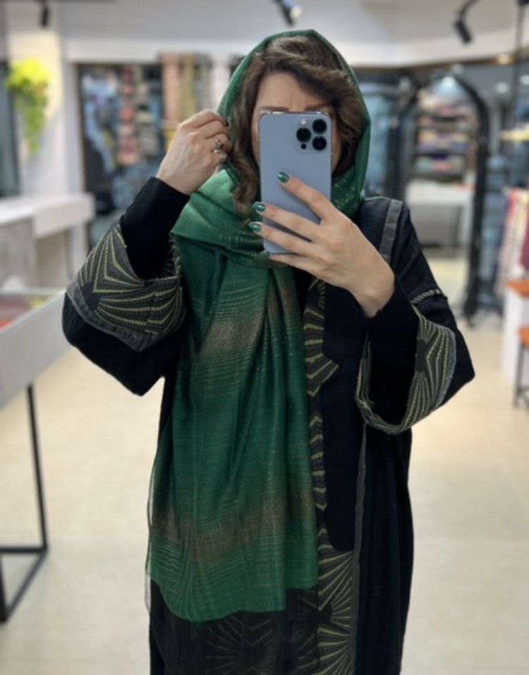 شال نخ ابریشم ویسکوز سبز وارداتی code :47