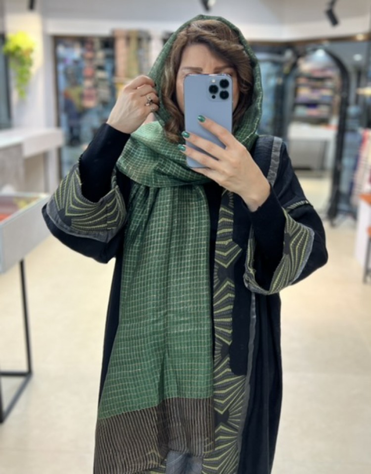 شال نخ ابریشم ویسکوز سبز وارداتی code:48