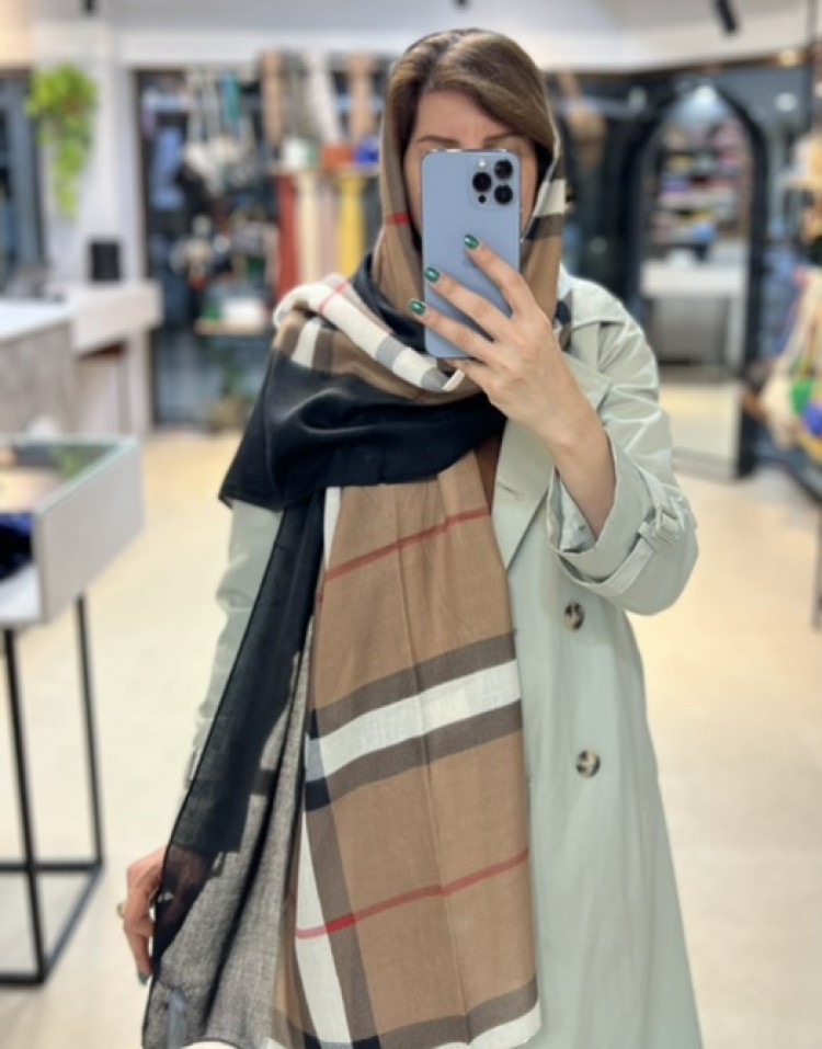 شال پاییزه نخ پنبه طرح باربری وارداتی code:94