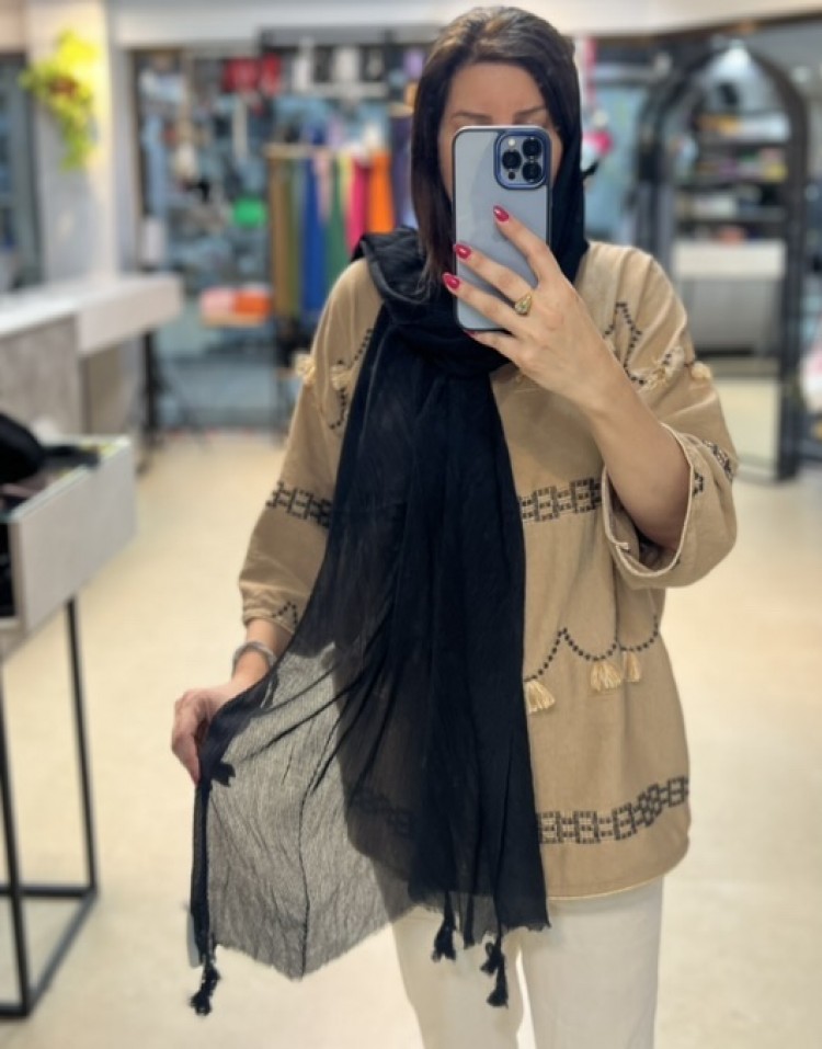 شال پلیسه مشکی وارداتی code:657