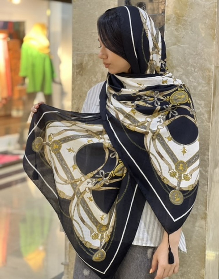 شال مشکی کرم طرحدارcode:750