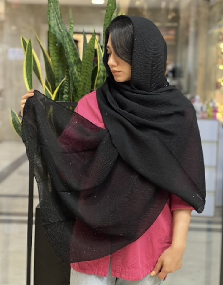 شال نخی پلیسه اکلیلی مشکی code:762