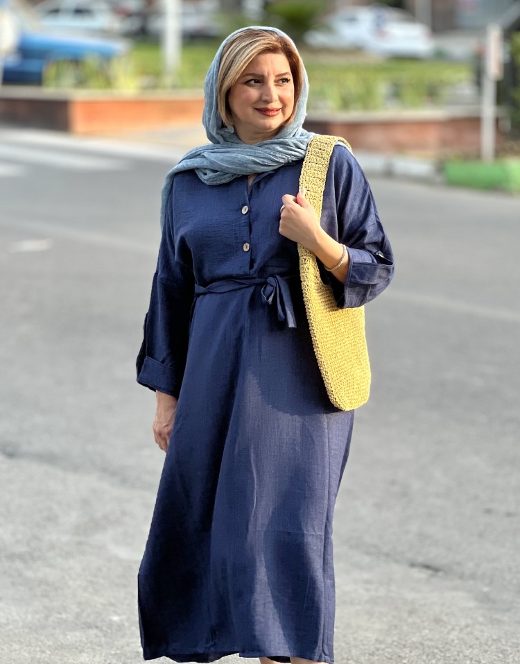 پیراهن نخی دکمه دار code:3532