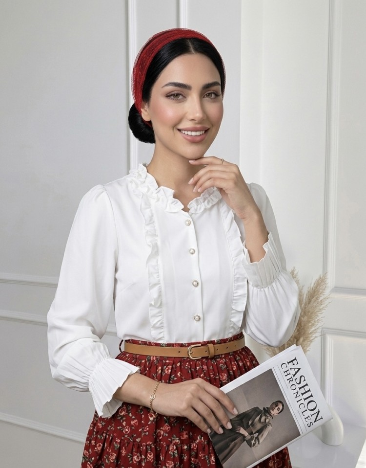 شومیز سفید متنوع پرند code:3541