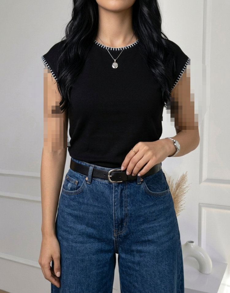 تاپ زنانه سفید مشکی code:3553